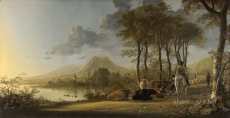 londongallery/aelbert cuyp - river landscape with horseman and peasants